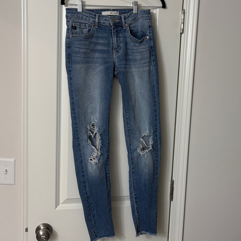 KanCan Distressed Skinny Jeans - Medium Blue